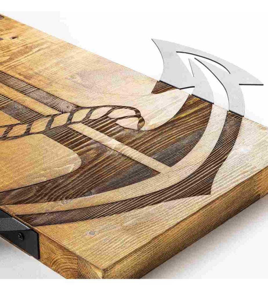 Accessoire mural décoratif en bois, noyer noir, 50% bois - 50% métal
