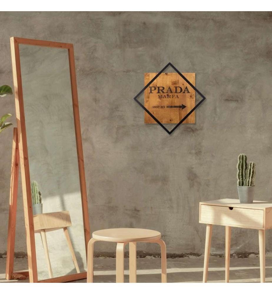 Dekoratives Wandaccessoire aus Holz, Walnuss Schwarz, 50% Holz - 50% Metall