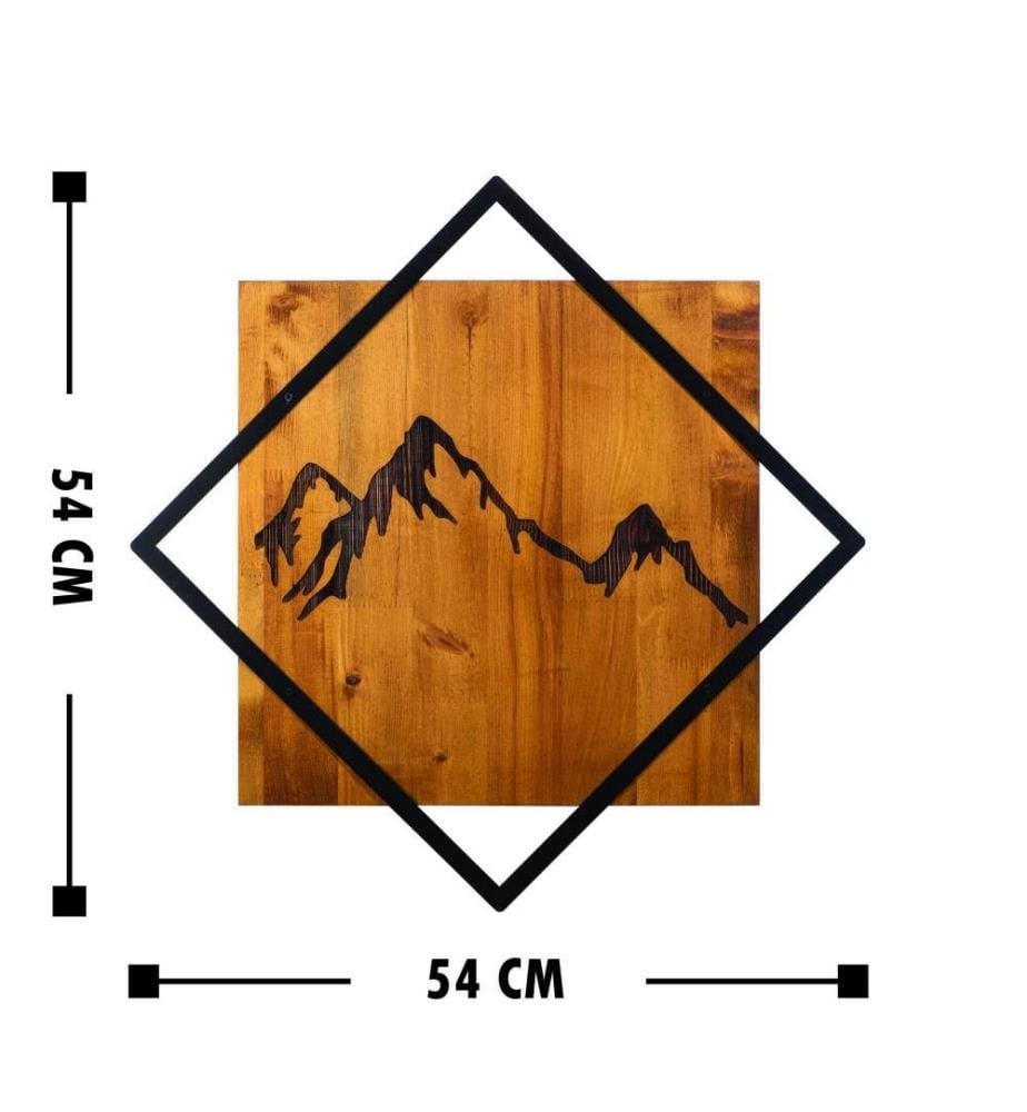 Dekoratives Wandaccessoire aus Holz, Walnuss Schwarz, 50% Holz - 50% Metall