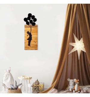 Accessoire mural décoratif en bois, noir, 50% bois - 50% métal