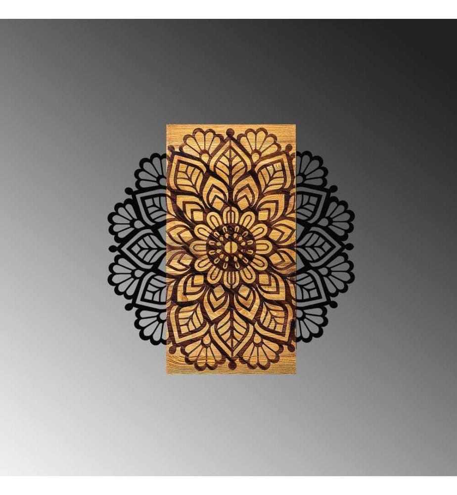 Accessorio decorativo da parete in legno, nero, 50% legno - 50% metallo