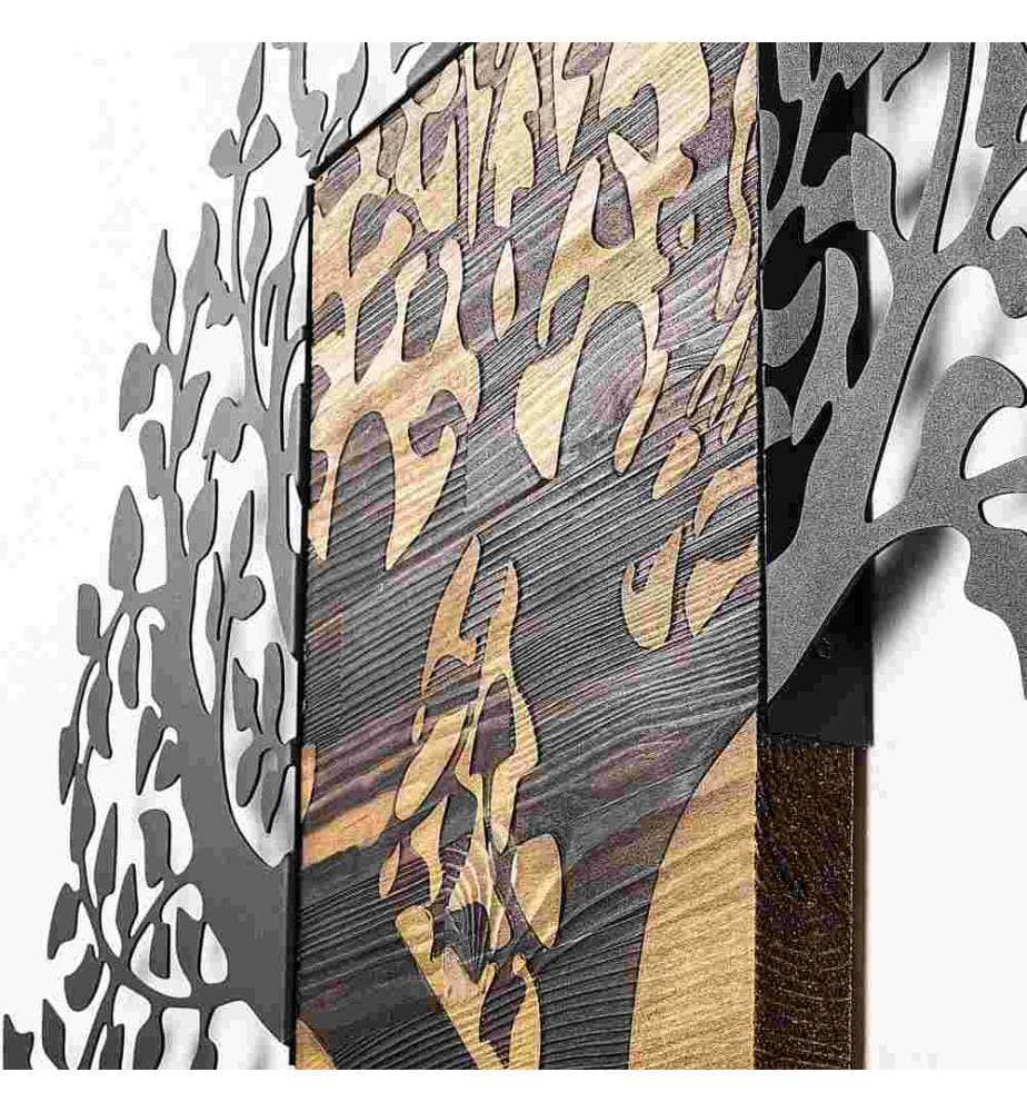 Accessorio decorativo da parete in legno, noce nero, metallo - Legno