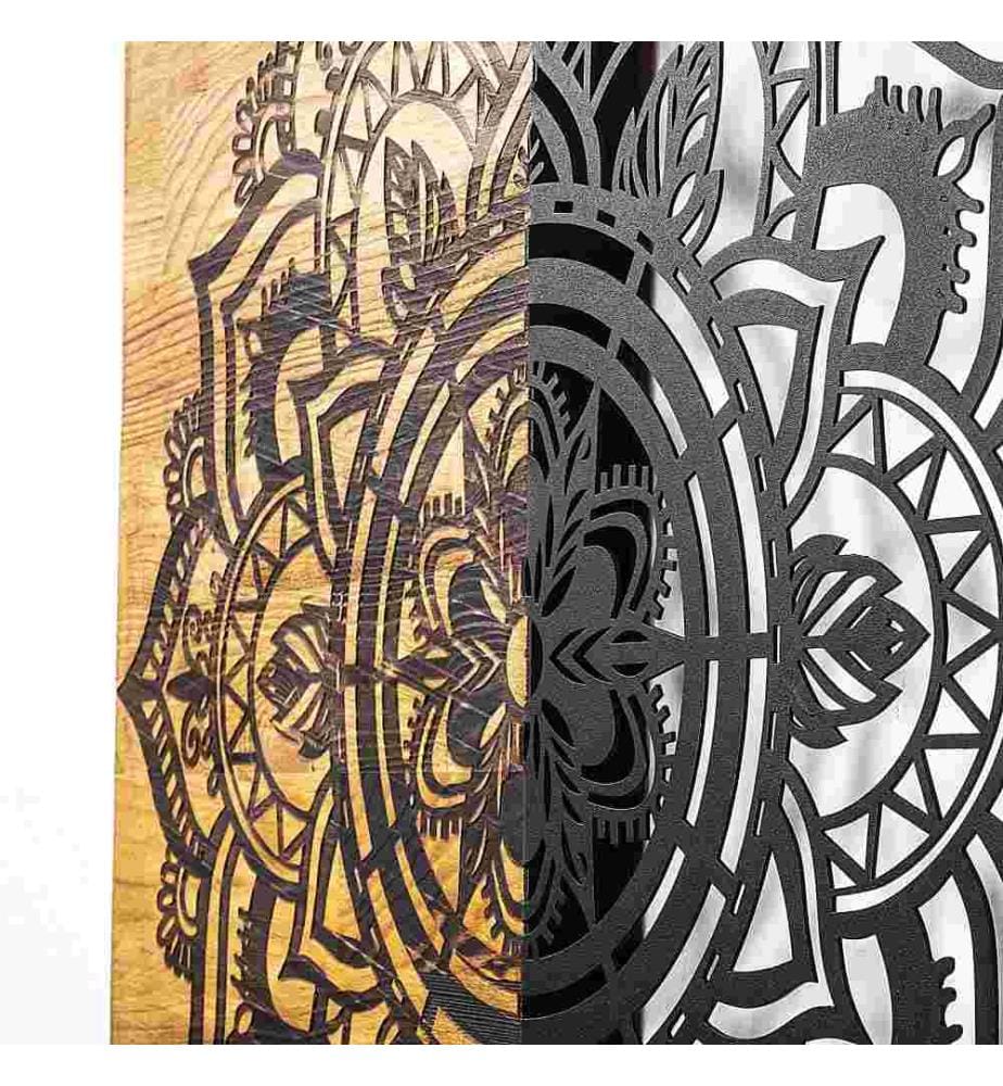 Accessorio decorativo da parete in legno, noce nero, metallo - Legno