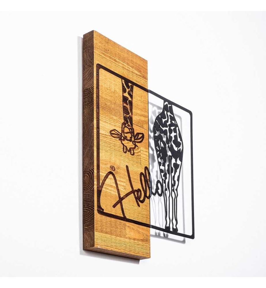 Dekoratives Wandaccessoire aus Holz, Schwarzer heller Nussbaum, 50% Holz - 50% Metall