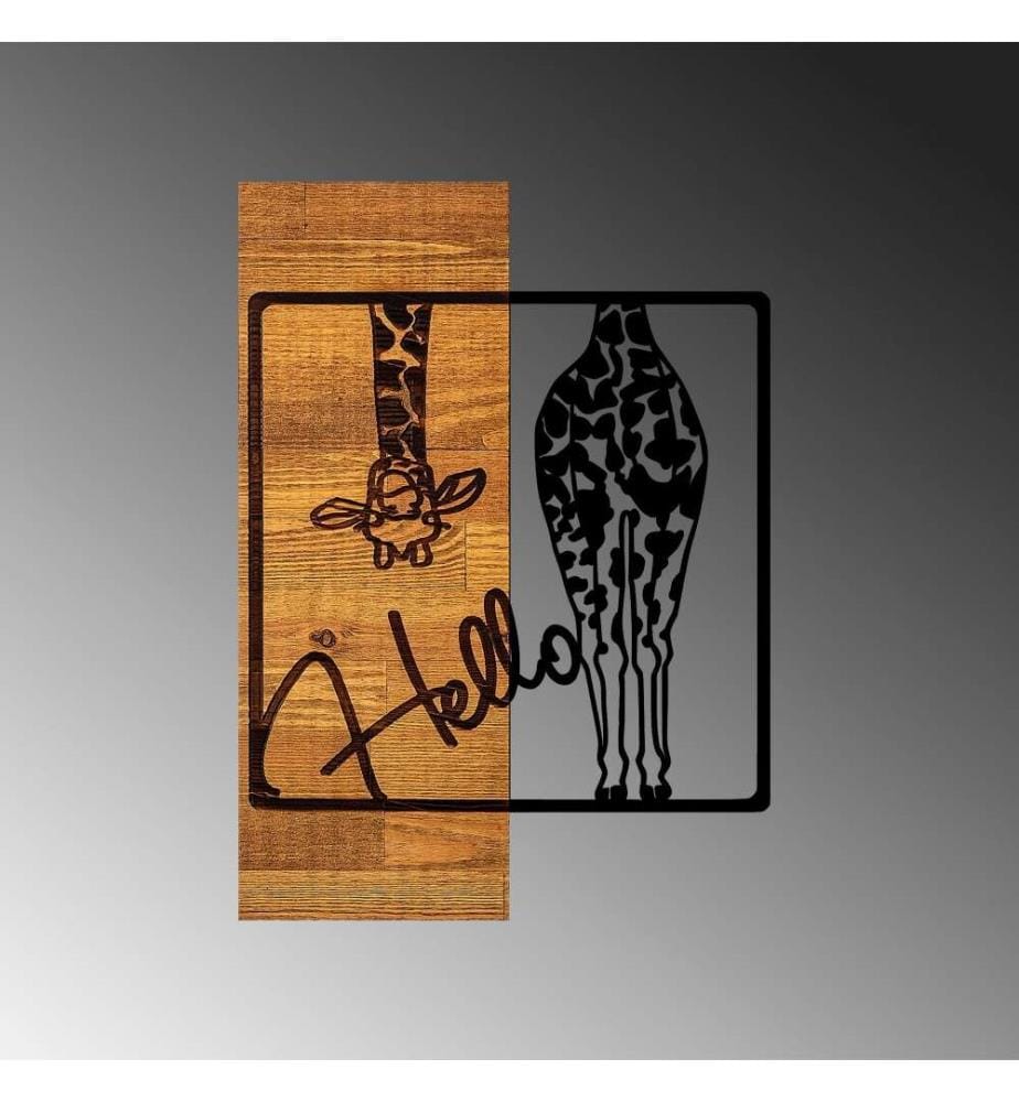 Dekoratives Wandaccessoire aus Holz, Schwarzer heller Nussbaum, 50% Holz - 50% Metall