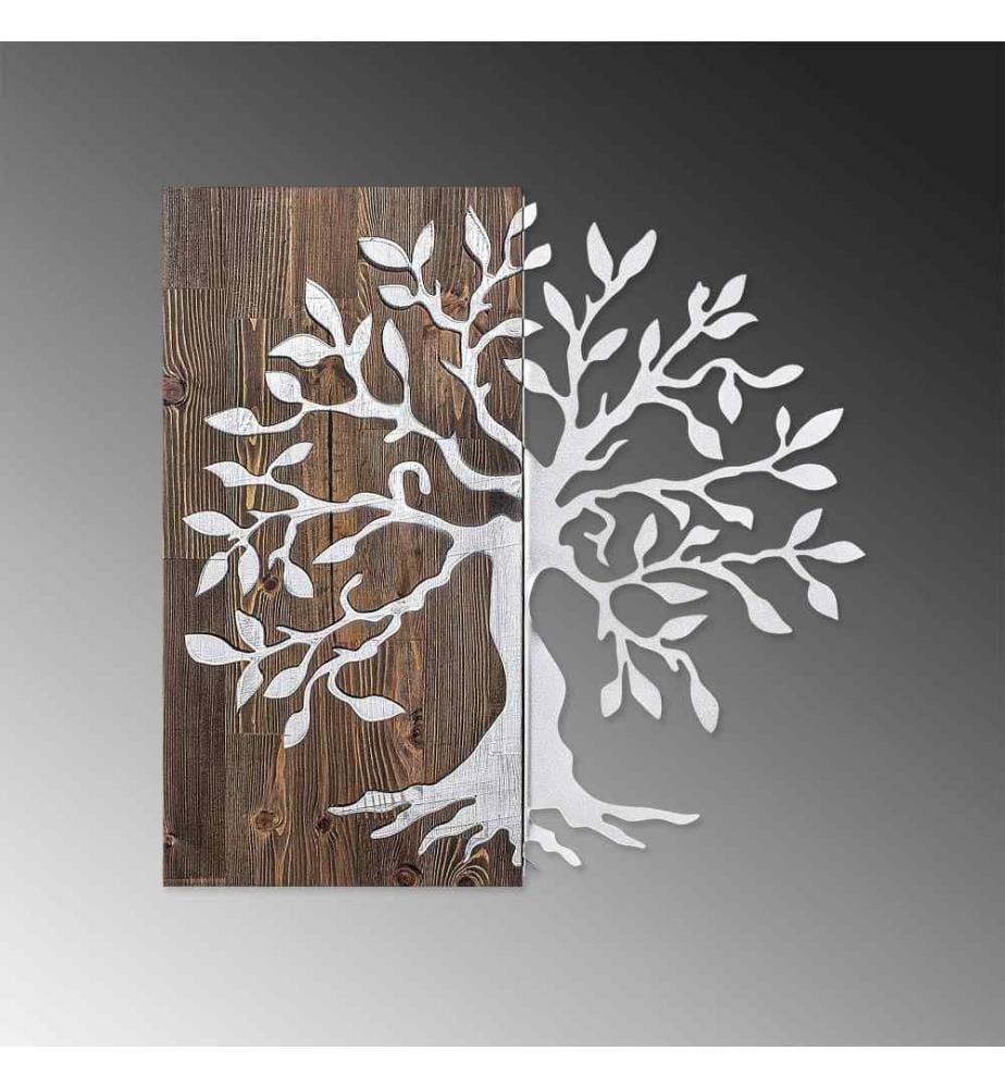 Accessorio decorativo da parete in legno, Noce Argento, 50% legno - 50% metallo