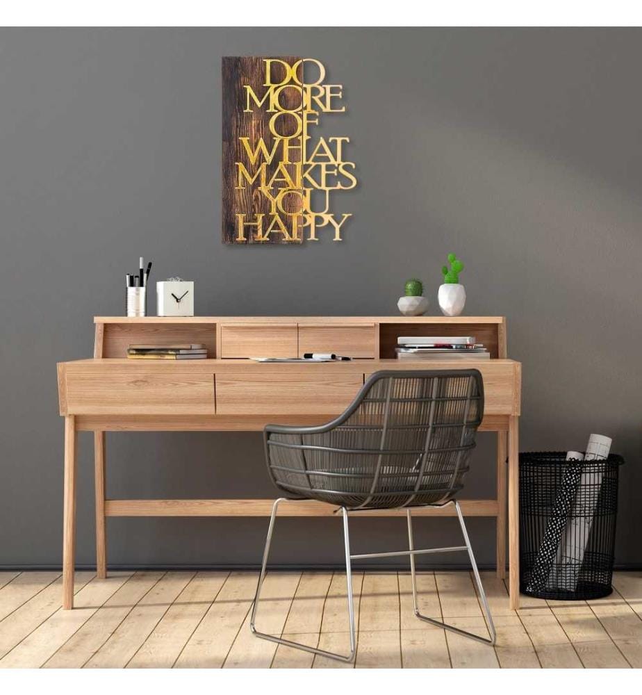 Accessorio decorativo da parete in legno, oro noce, 50% legno - 50% metallo