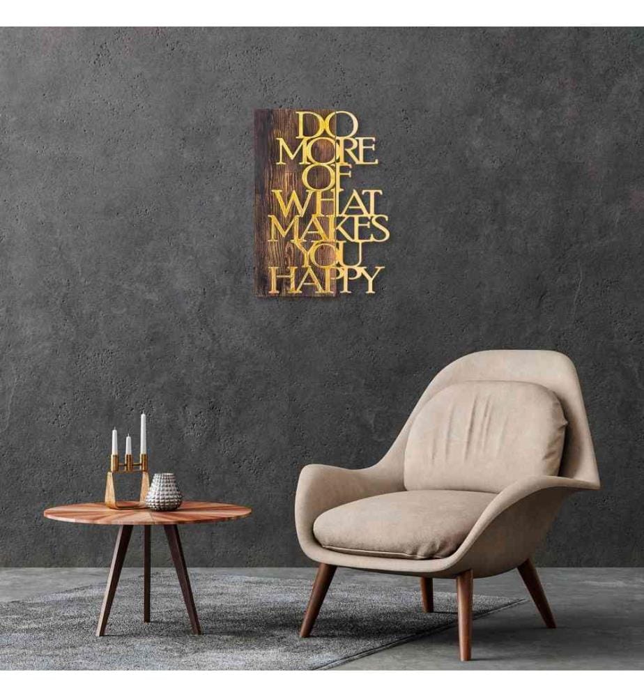 Accessorio decorativo da parete in legno, oro noce, 50% legno - 50% metallo