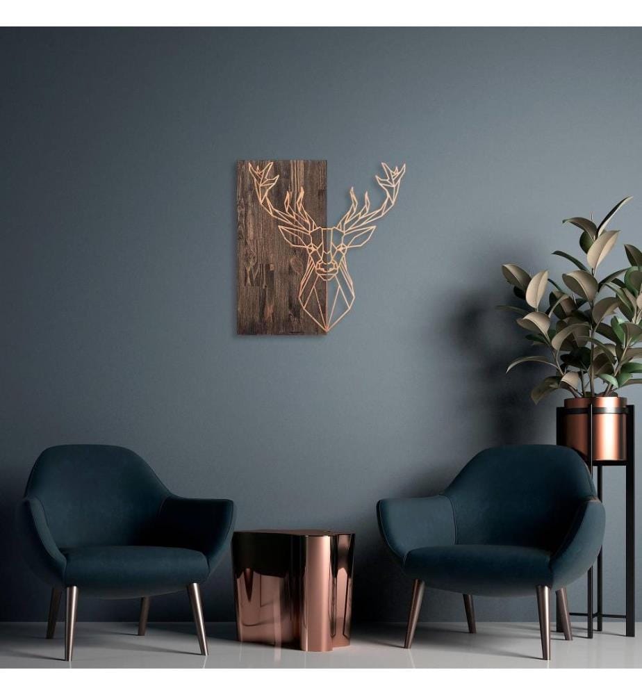 Accessorio decorativo da parete in legno, noce rame, 50% legno - 50% metallo