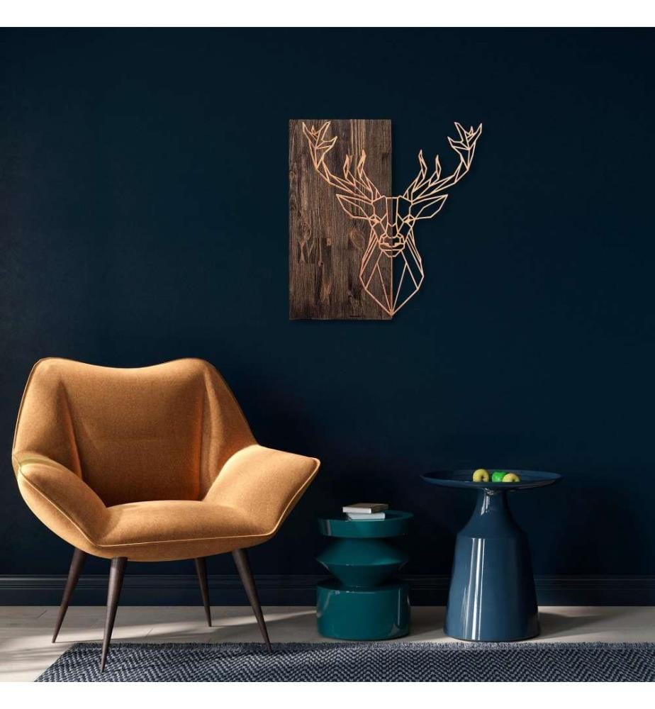 Accessorio decorativo da parete in legno, noce rame, 50% legno - 50% metallo