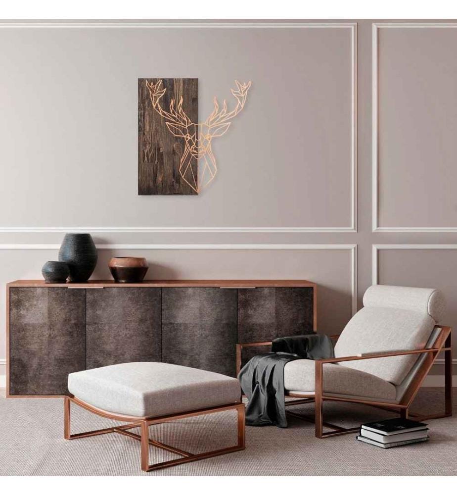 Accessorio decorativo da parete in legno, noce rame, 50% legno - 50% metallo