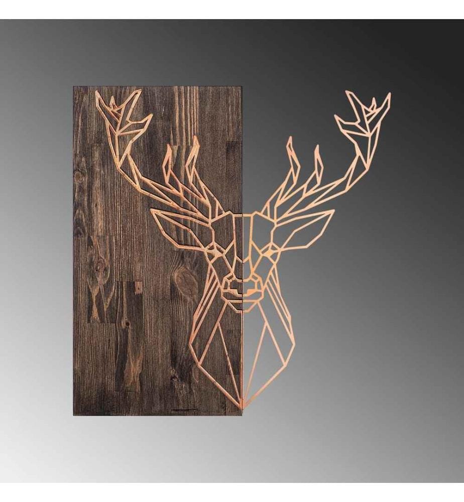 Accessorio decorativo da parete in legno, noce rame, 50% legno - 50% metallo