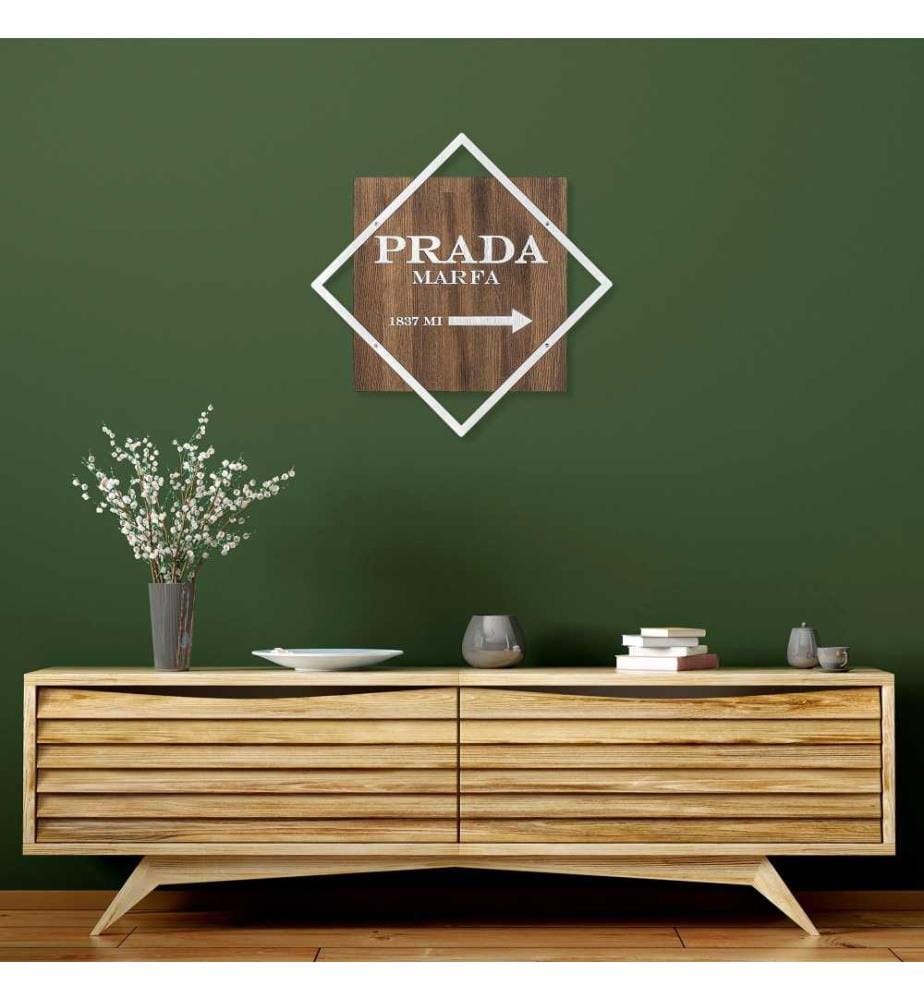 Accessorio decorativo da parete in legno, Noce Argento, 50% legno - 50% metallo