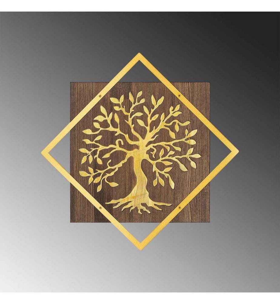 Accessorio decorativo da parete in legno, oro noce, 50% legno - 50% metallo