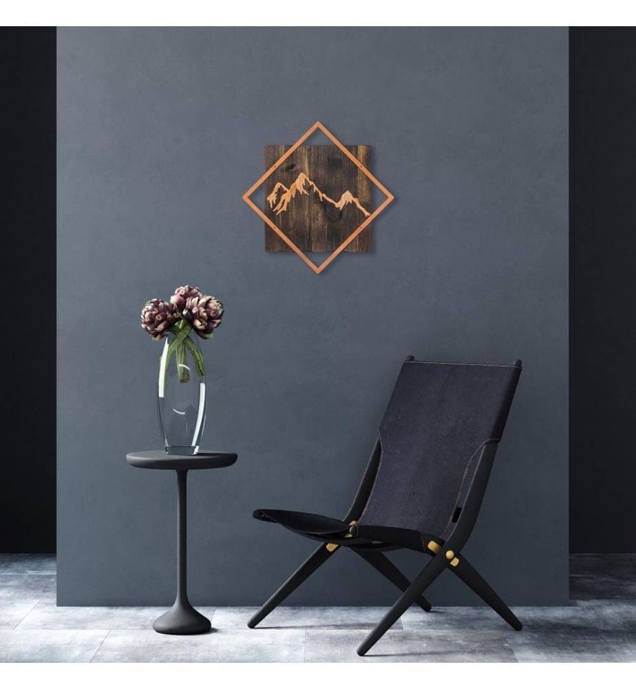 Accessorio decorativo da parete in legno, rame noce, 50% legno - 50% metallo