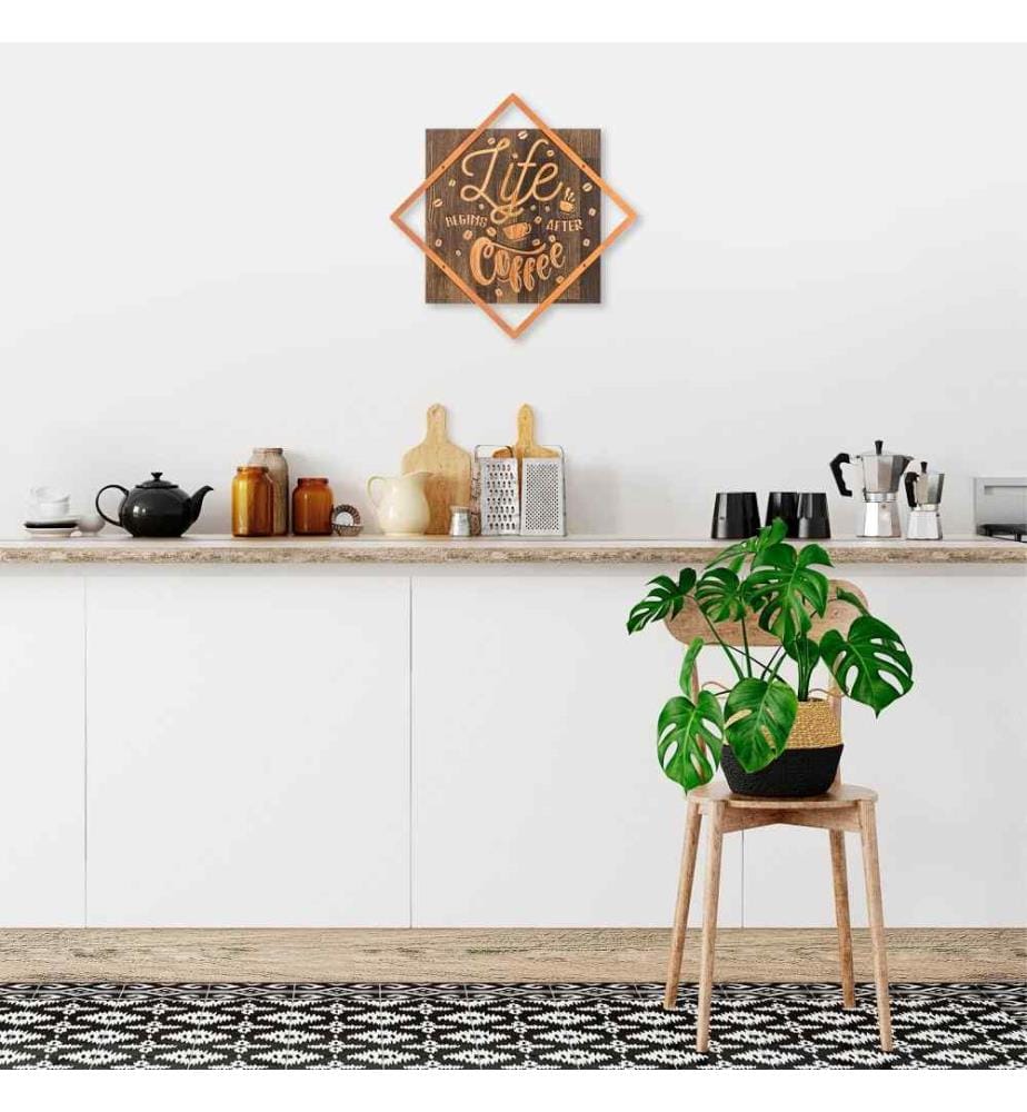 Accessorio decorativo da parete in legno, noce rame, 50% legno - 50% metallo
