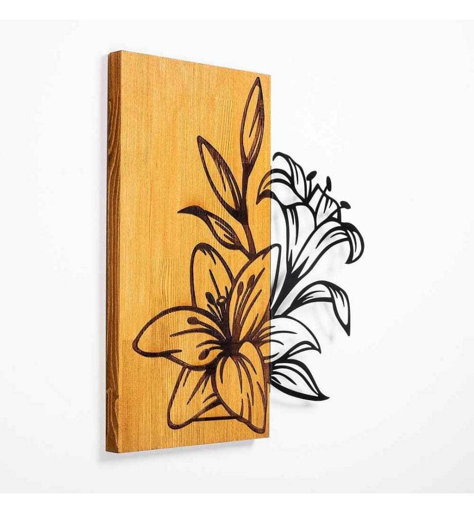 Accessoire mural décoratif en bois, noyer noir, 50% bois