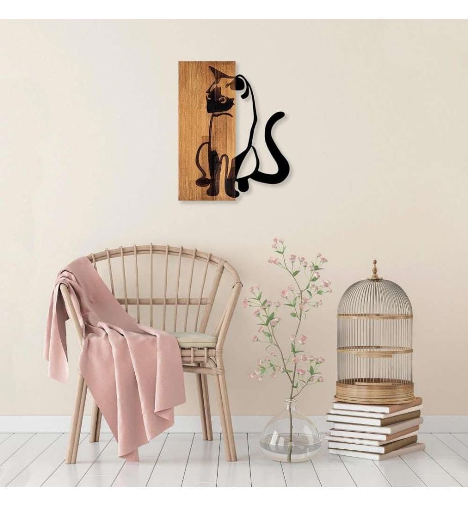 Dekoratives Wandaccessoire aus Holz, Nussbaum schwarz, 50% Holz