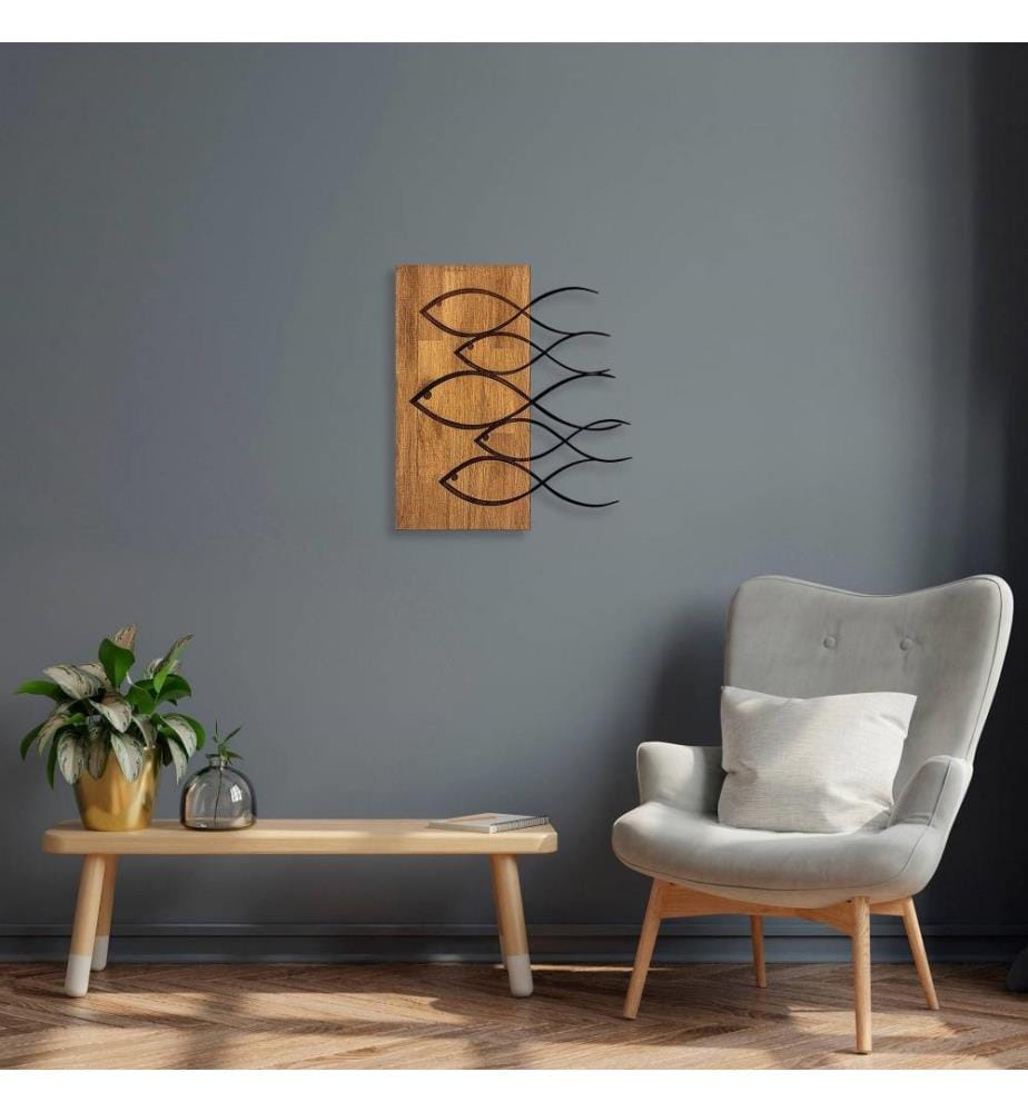Accessorio decorativo da parete in legno, noce nero, 50% legno
