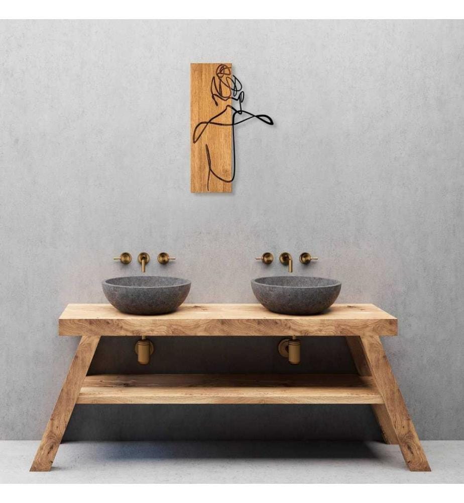 Accessoire mural décoratif en bois, noyer noir, 50% bois