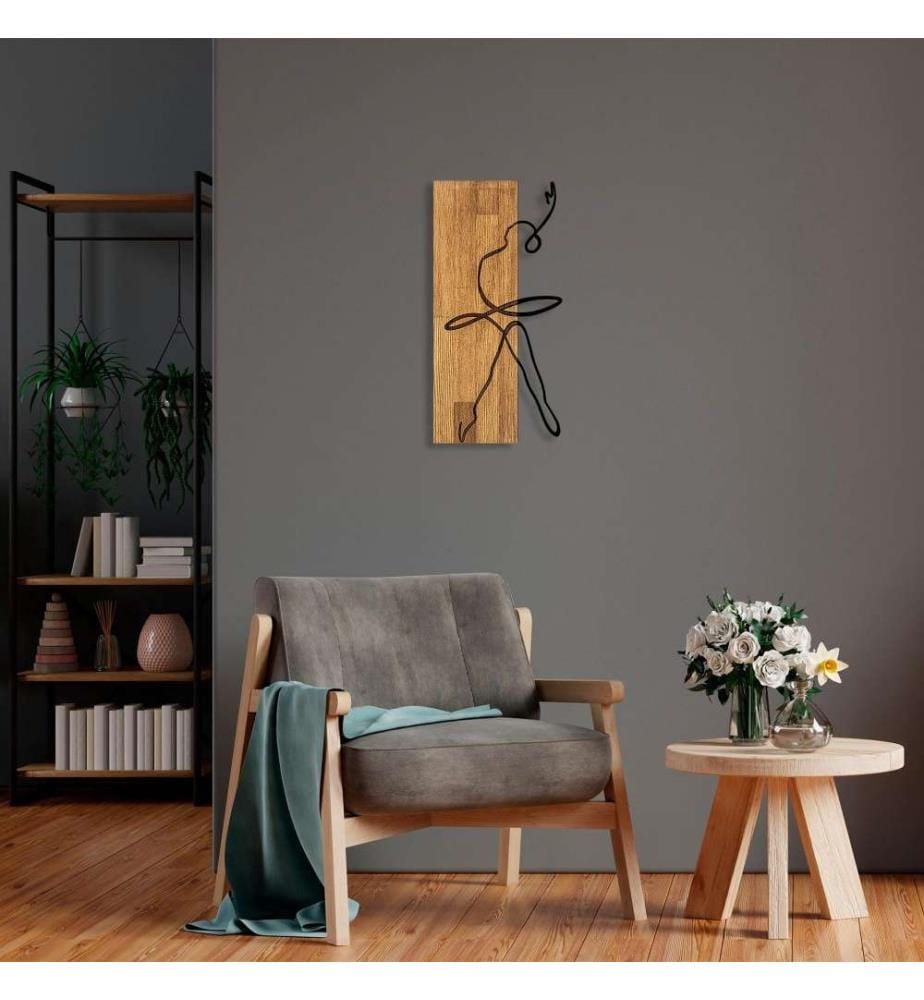 Accessoire mural décoratif en bois, noyer noir, 50% bois