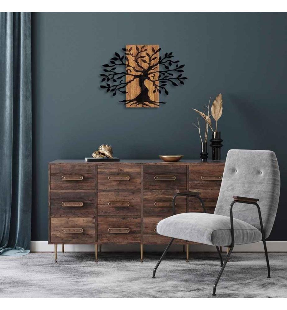 Accessoire mural décoratif en bois, noyer noir, 50% bois