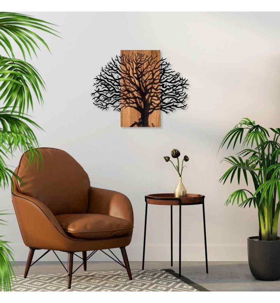 Accessoire mural décoratif en bois, noyer noir, 50% bois