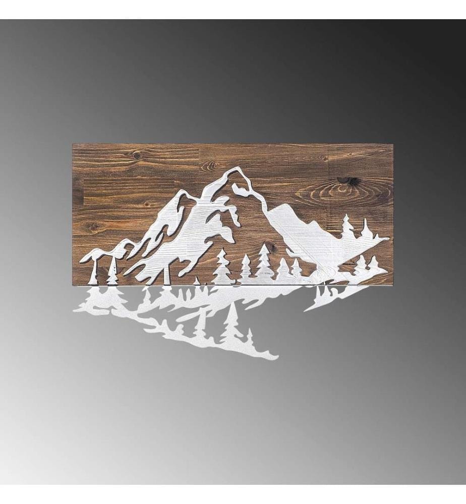 Dekoratives Wandaccessoire aus Holz, Walnuss Silber, 50% Holz