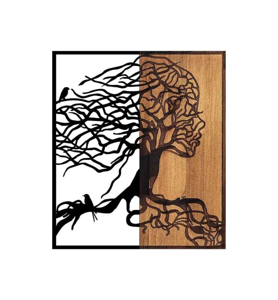 Accessoire mural décoratif en bois, noyer noir, 50% bois - 50% métal