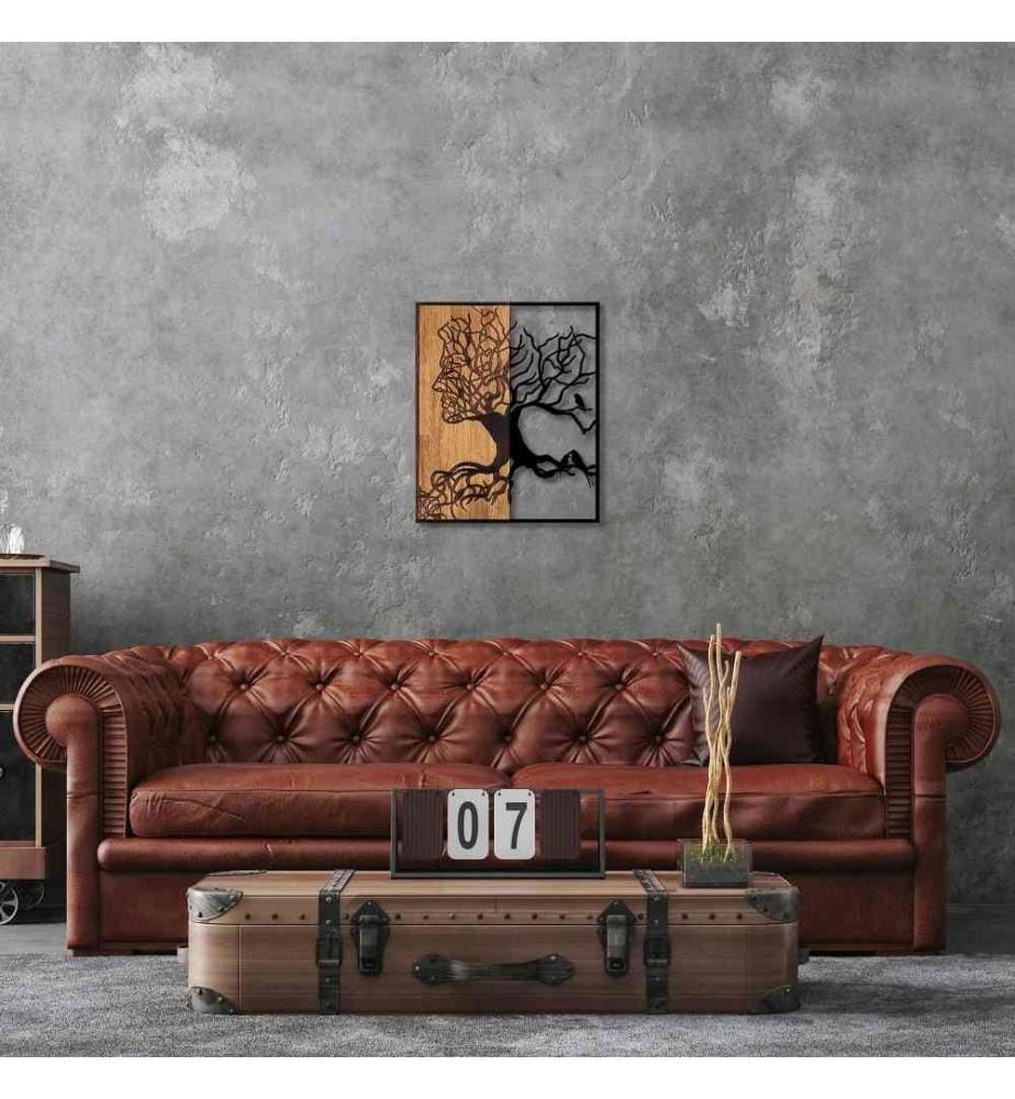 Dekoratives Wandaccessoire aus Holz, Schwarznuss, 50% Holz - 50% Metall