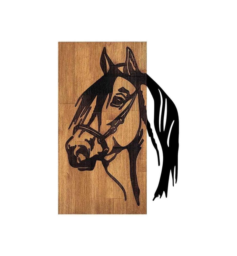 Accessorio decorativo da parete in legno, noce nero, 50% legno - 50% metallo