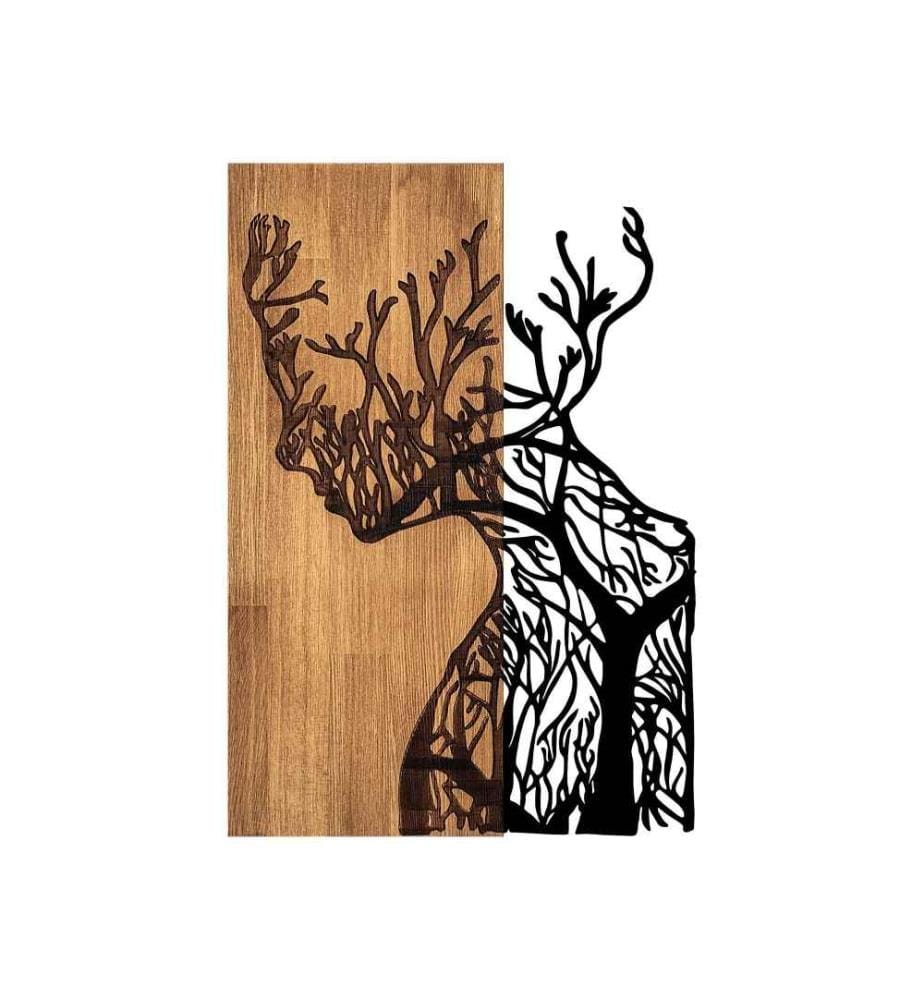 Accessorio decorativo da parete in legno, noce nero, 50% legno - 50% metallo