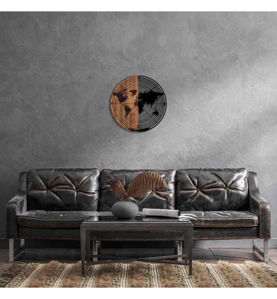 Accessorio decorativo da parete in legno, noce nero, 50% legno - 50% metallo