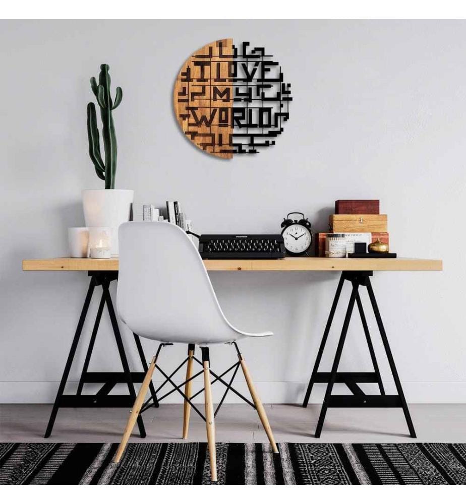 Accessorio decorativo da parete in legno, noce nero, 50% legno - 50% metallo