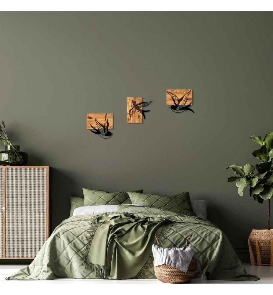 Dekoratives Wandaccessoire aus Holz, Schwarznuss, 50% Holz - 50% Metall