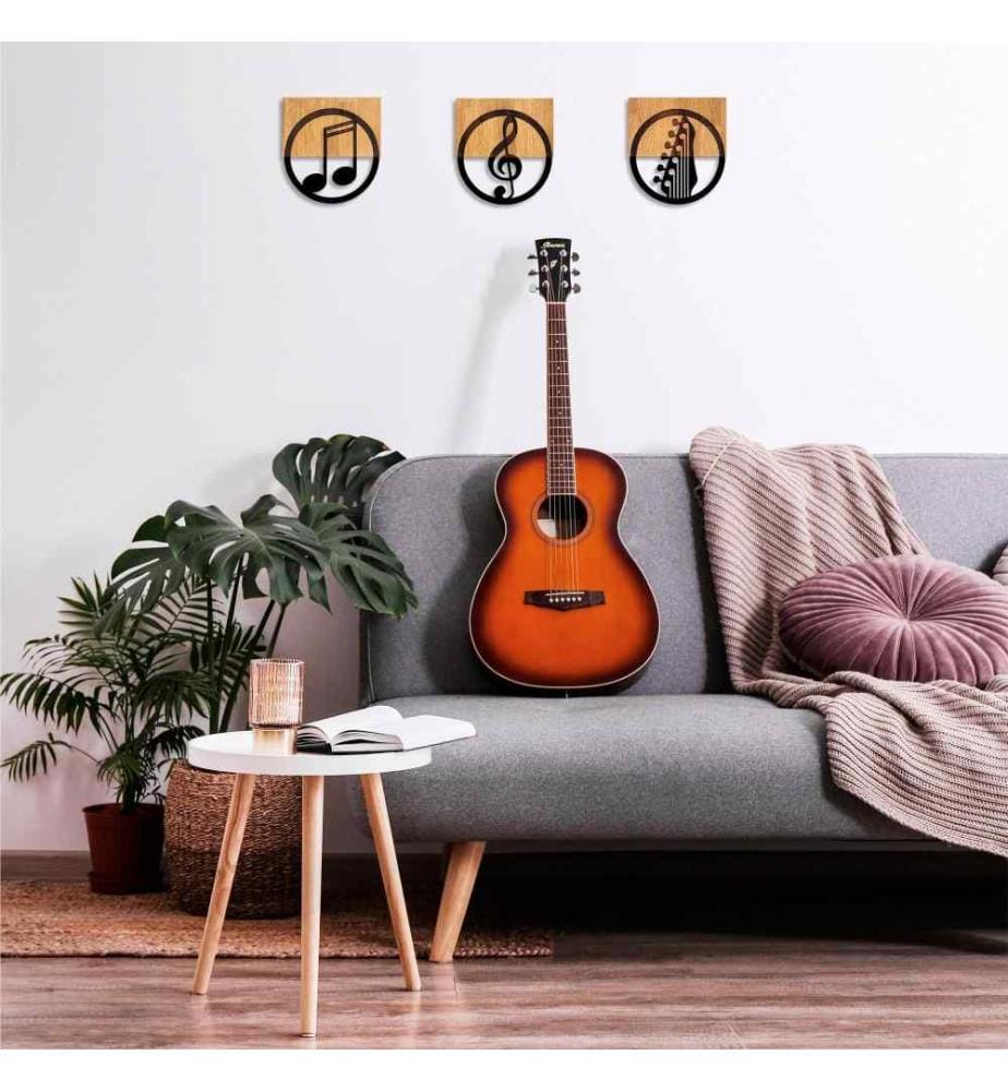 Accessorio decorativo da parete in legno, noce nero, 50% legno - 50% metallo