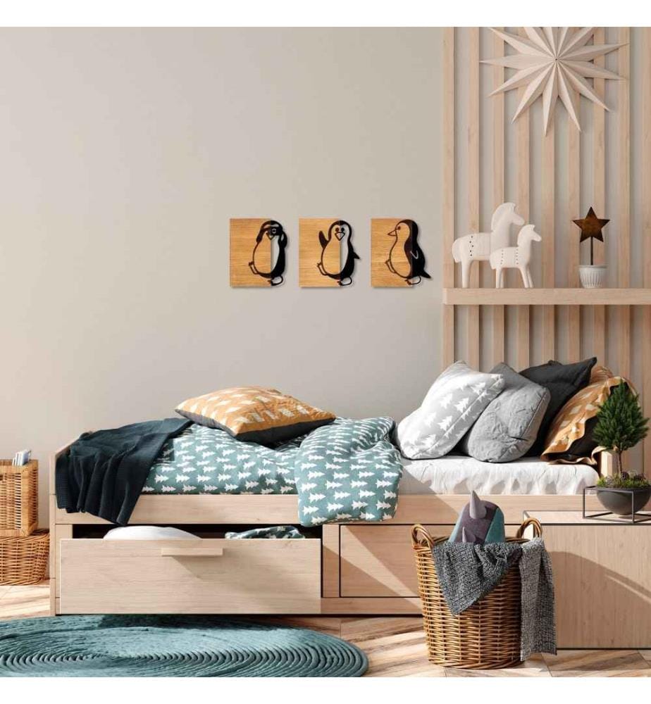Accessorio decorativo da parete in legno, noce nero, 50% legno - 50% metallo