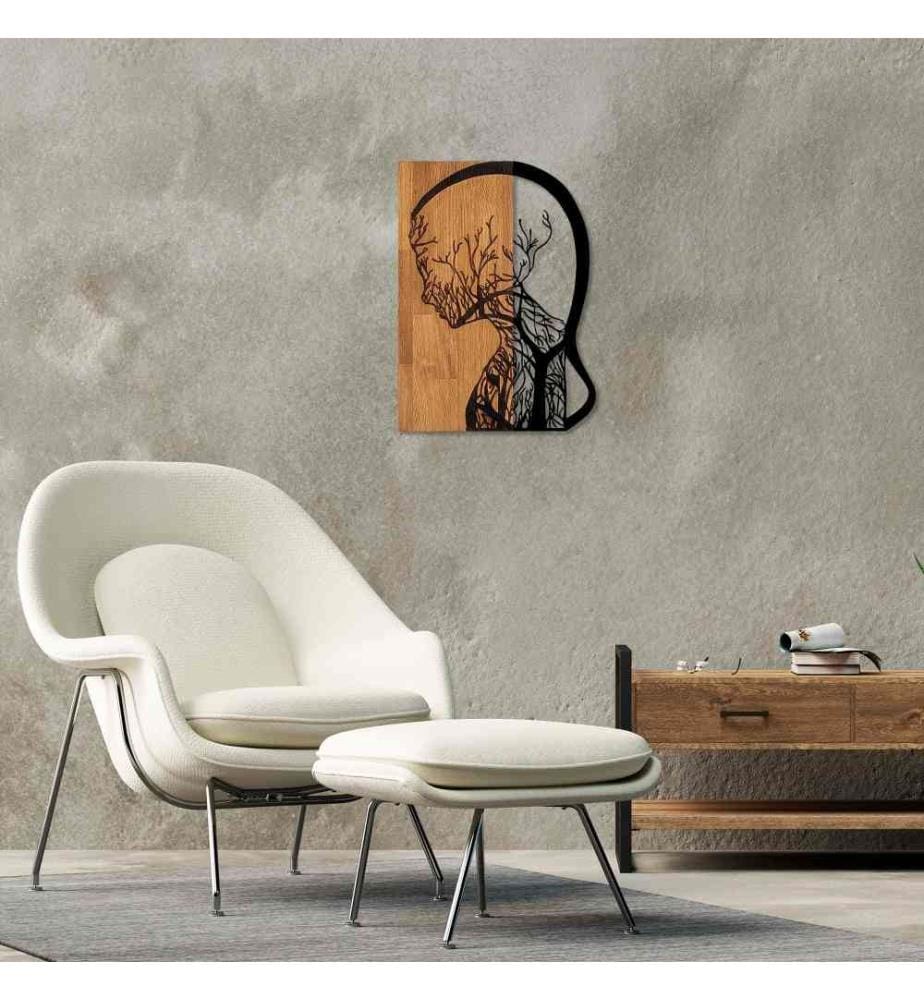 Accessorio decorativo da parete in legno, noce nero, 50% legno - 50% metallo