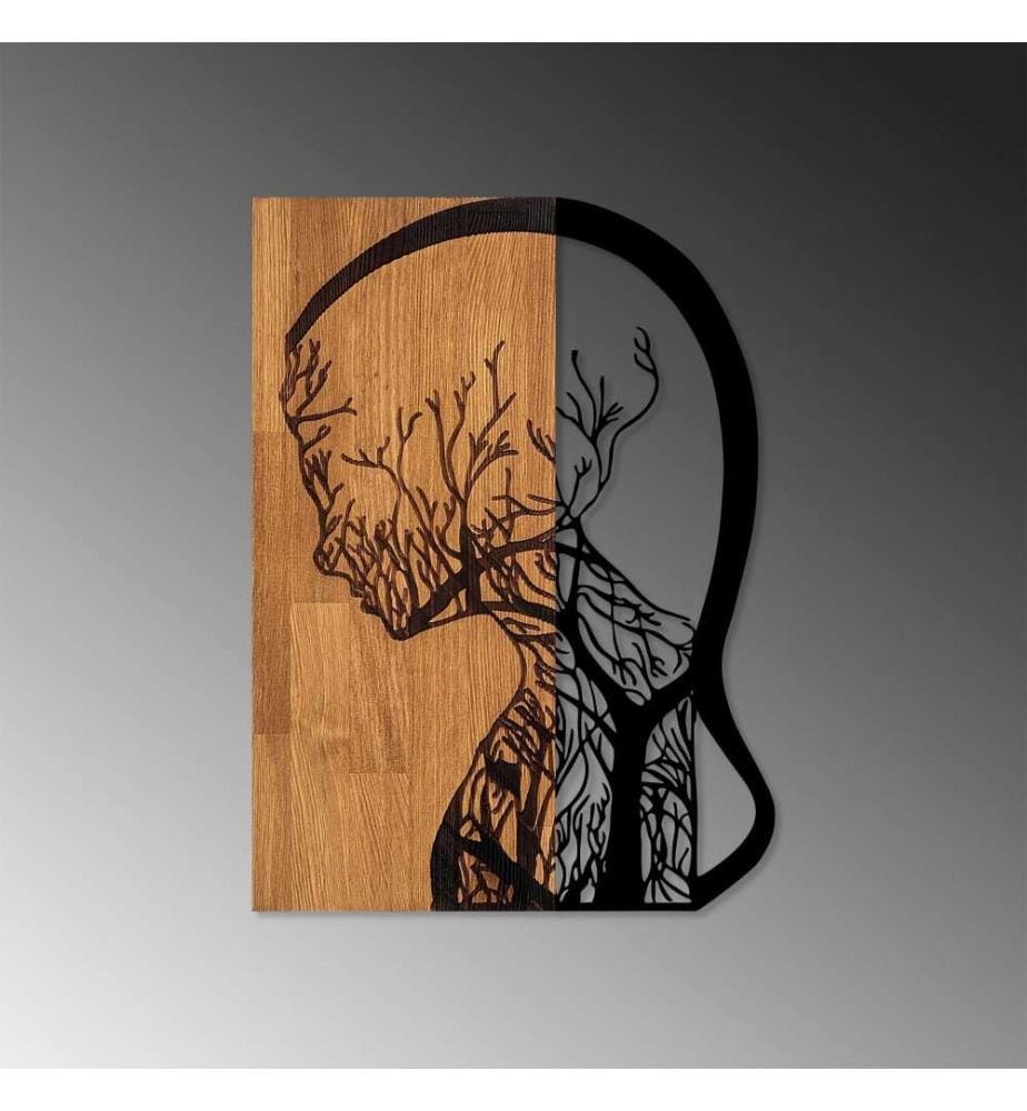 Accessorio decorativo da parete in legno, noce nero, 50% legno - 50% metallo