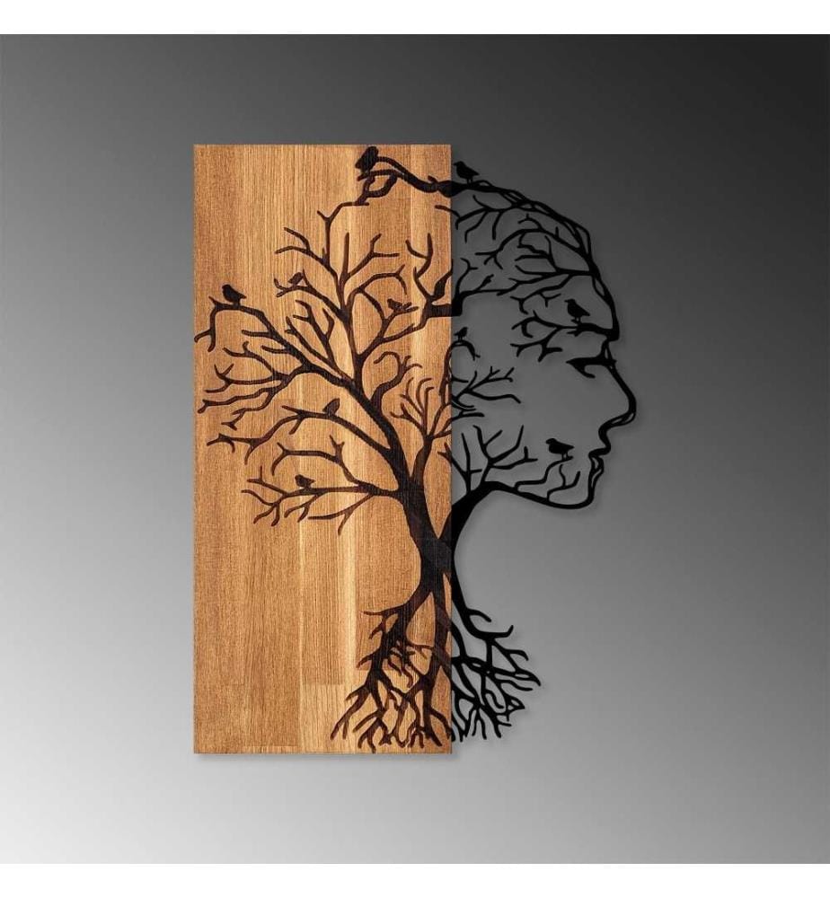 Accessorio decorativo da parete in legno, noce nero, 50% legno - 50% metallo