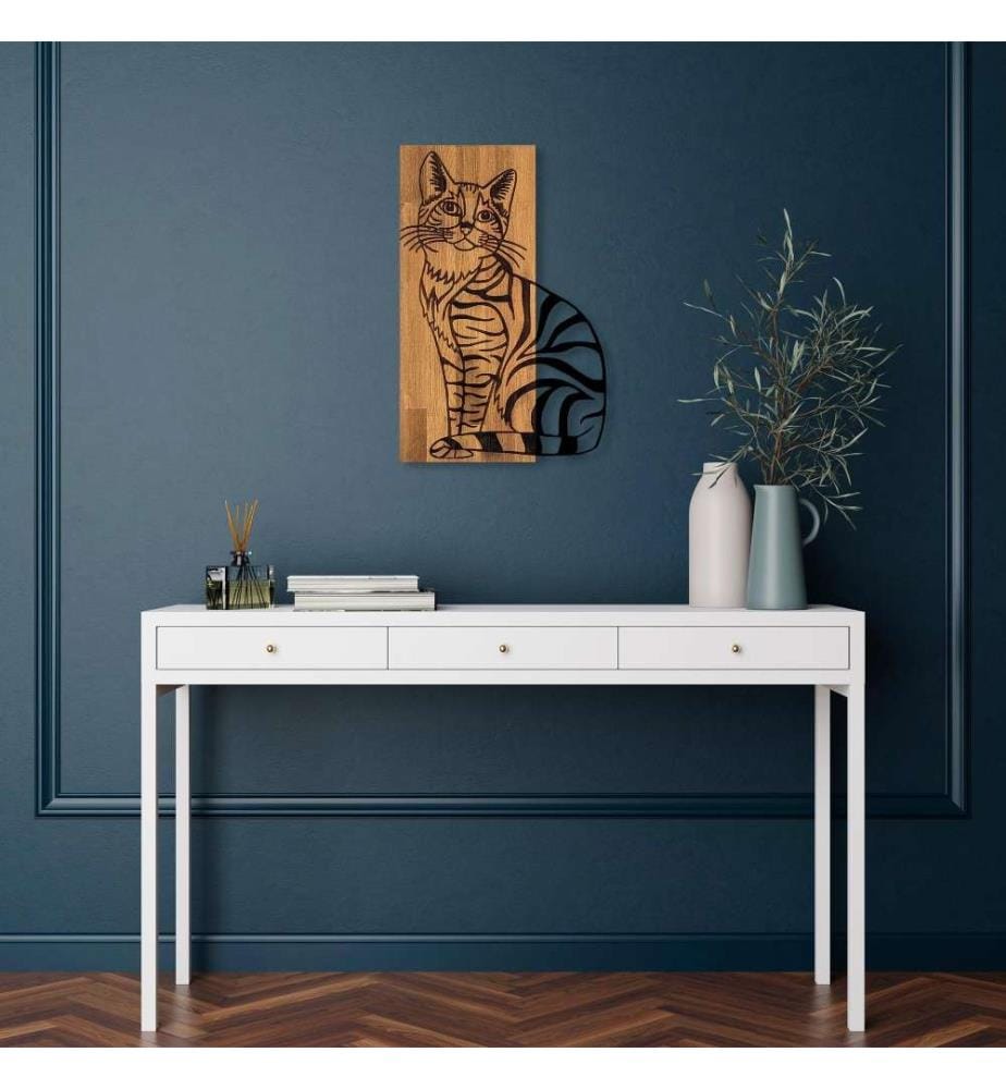 Accessorio decorativo da parete in legno, noce nero, 50% legno - 50% metallo