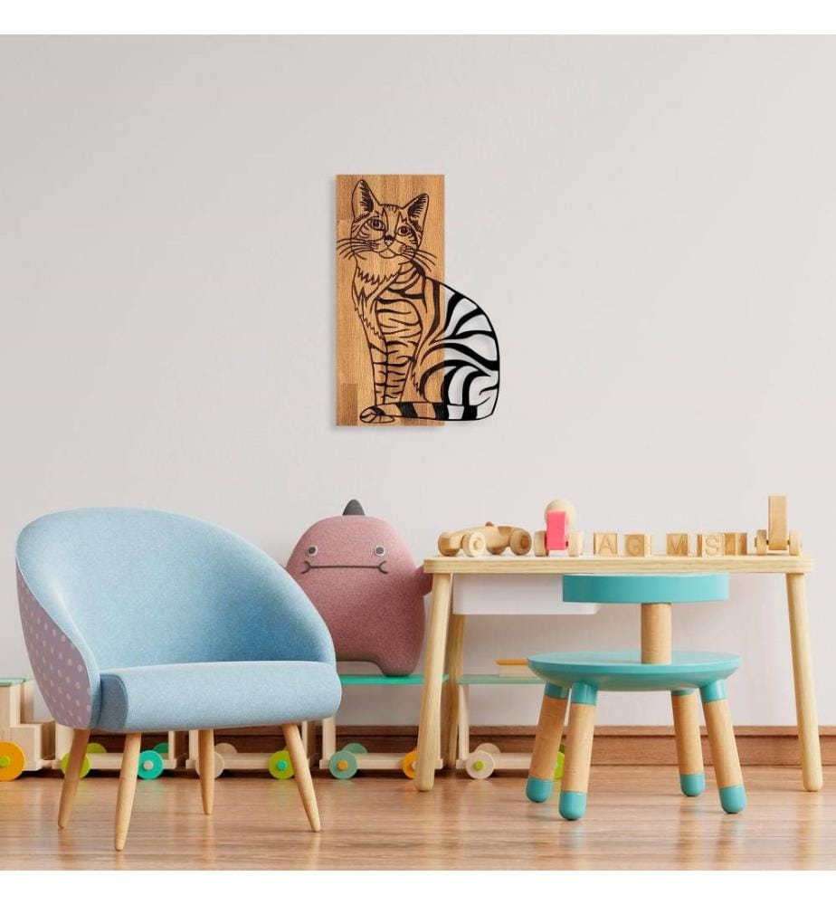Accessorio decorativo da parete in legno, noce nero, 50% legno - 50% metallo
