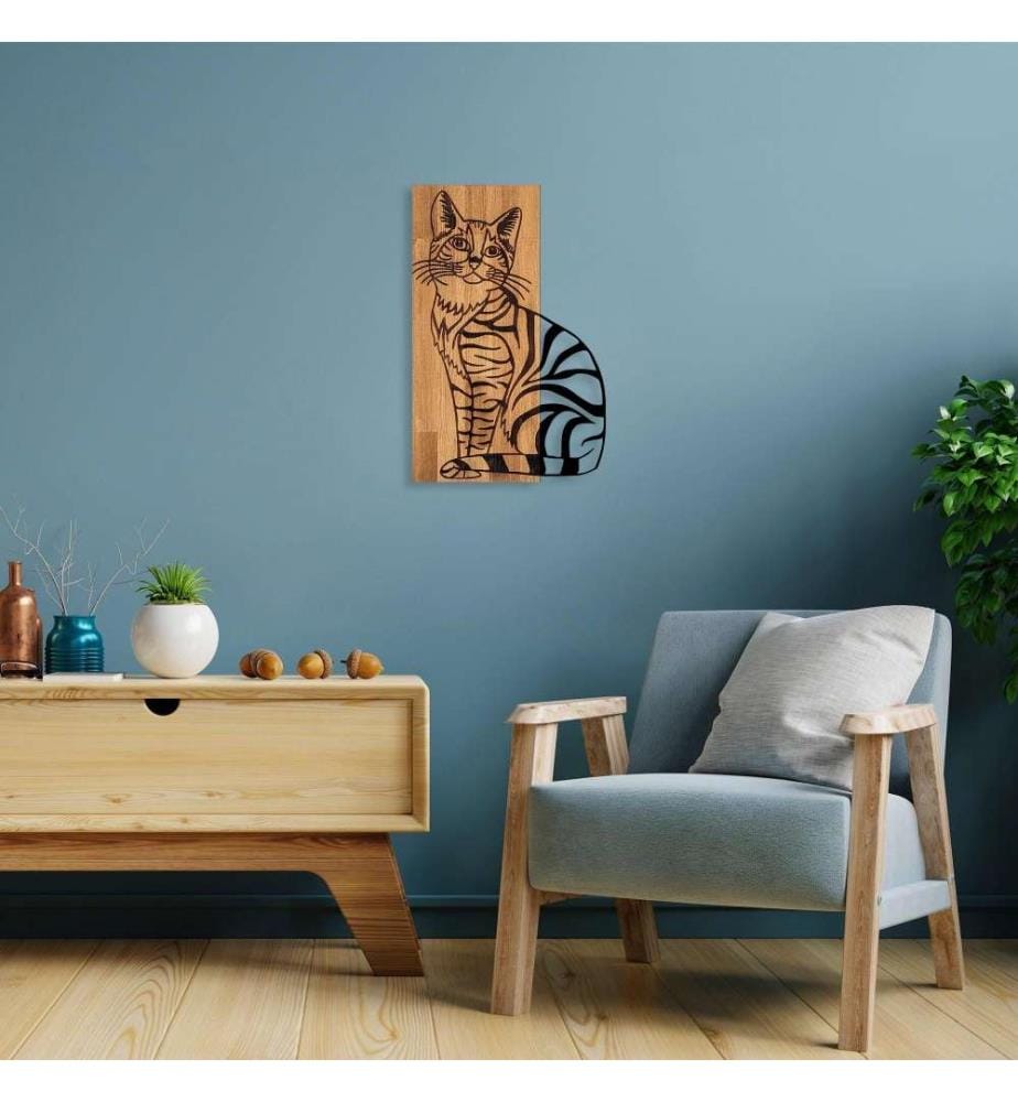 Accessorio decorativo da parete in legno, noce nero, 50% legno - 50% metallo