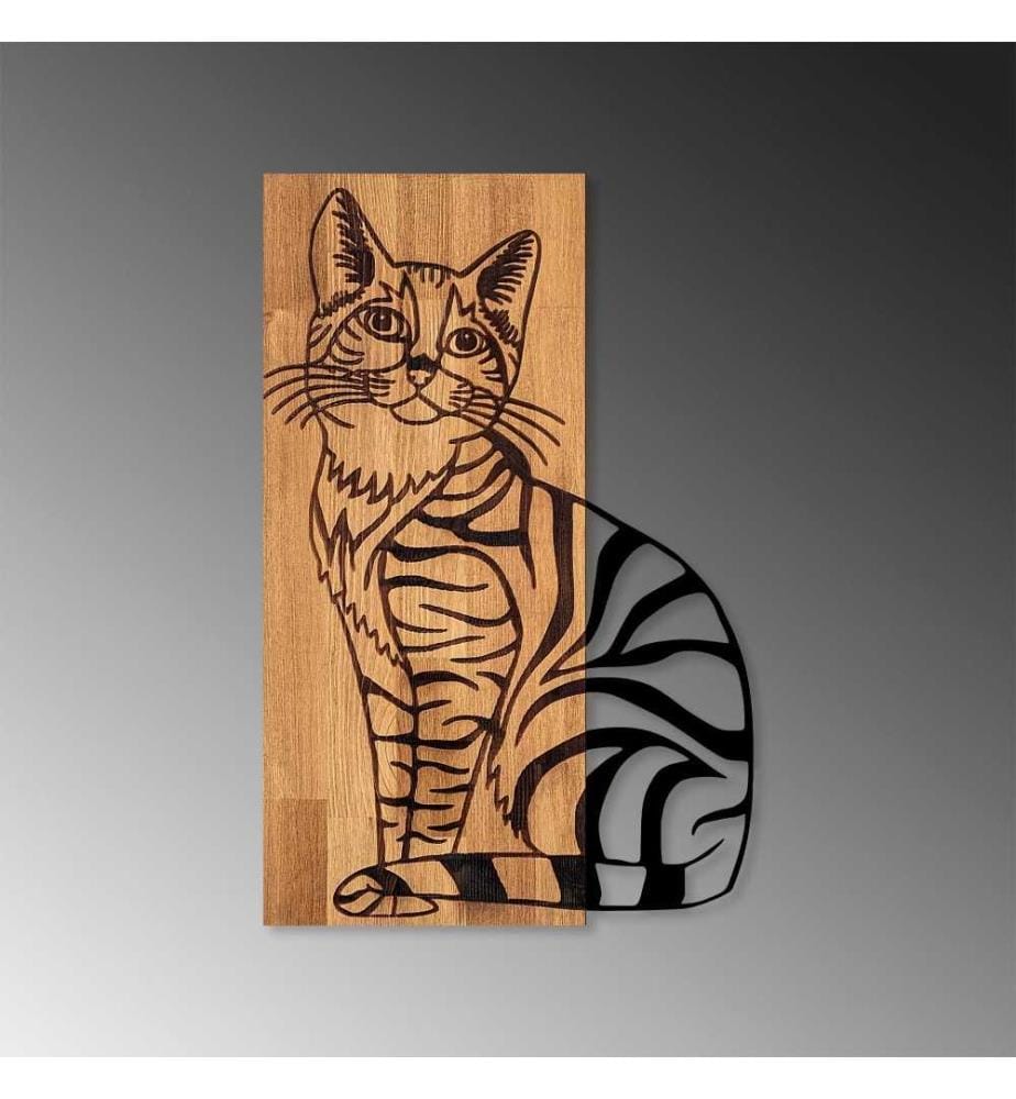 Accessorio decorativo da parete in legno, noce nero, 50% legno - 50% metallo