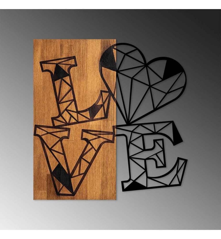 Accessorio decorativo da parete in legno, noce nero, 50% legno - 50% metallo