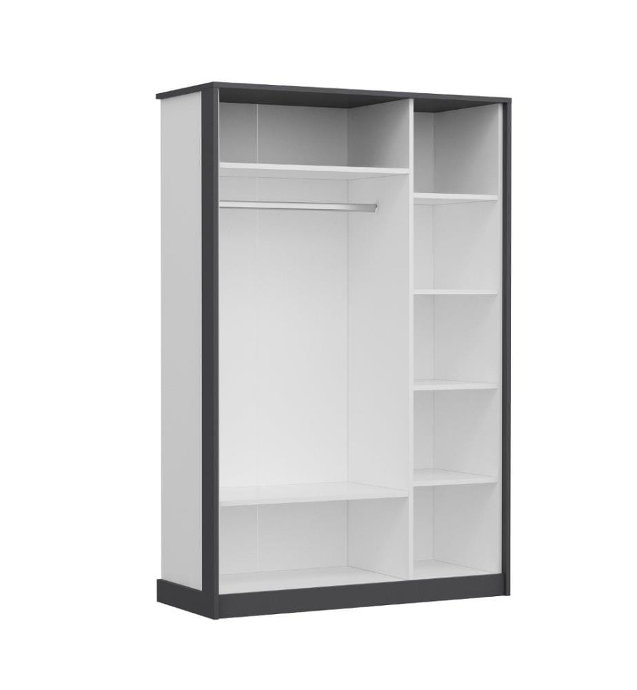 Schlafzimmermöbel-Set, Anthrazit, Weiss, Melaminbeschichtete Spanplatte