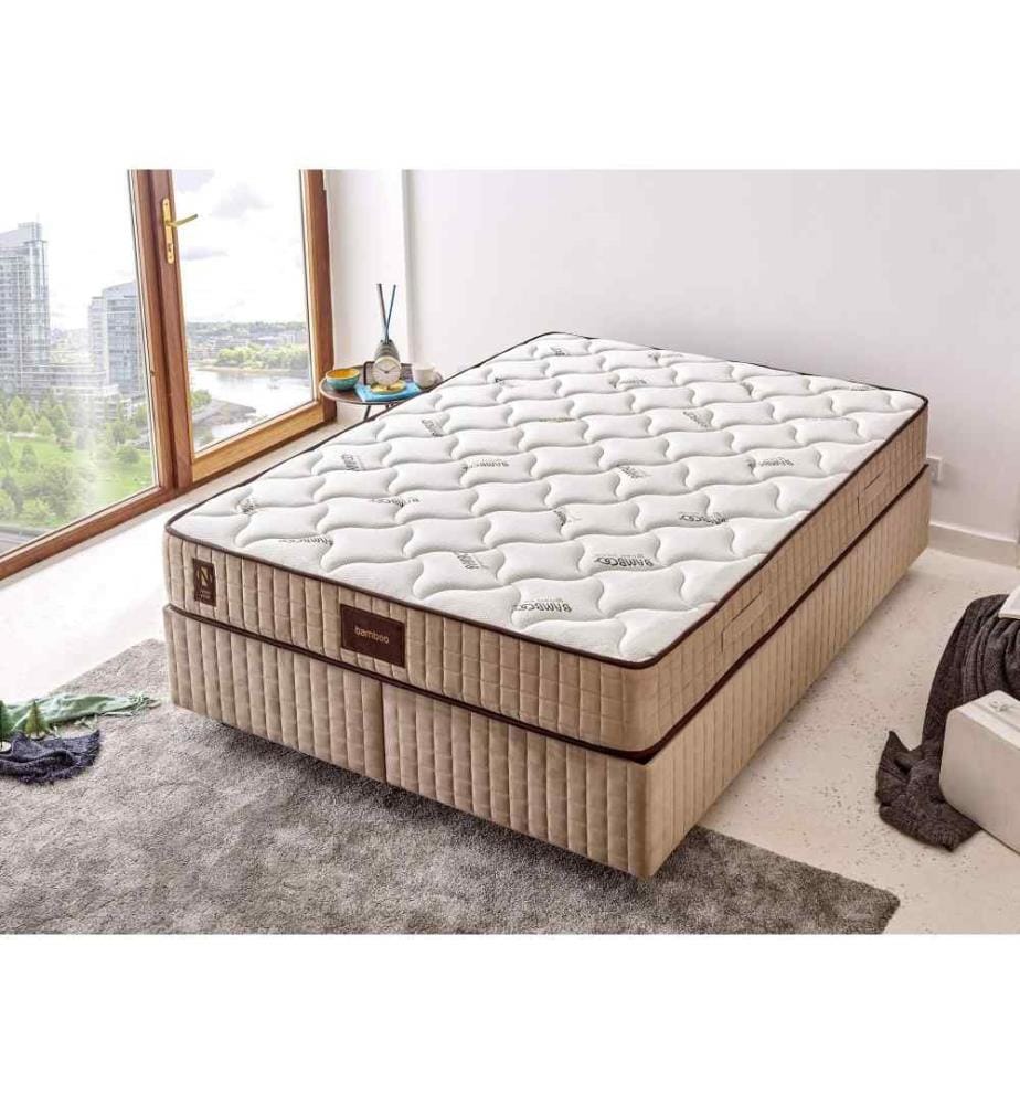 Matelas, blanc, beige, brun, housse en tissu tricoté spécial, mousse hypersoft