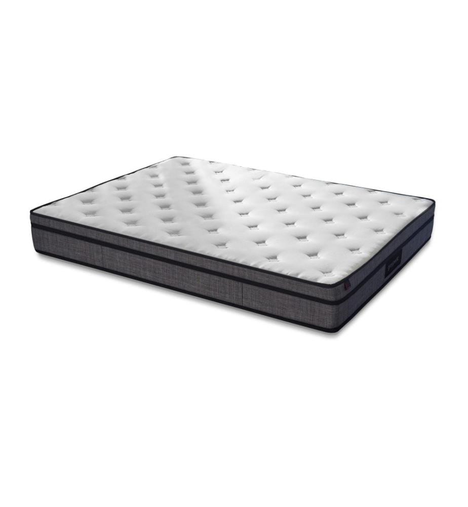 Matelas, blanc, gris, housse en satin de coton, une face ultra ferme - une face ferme