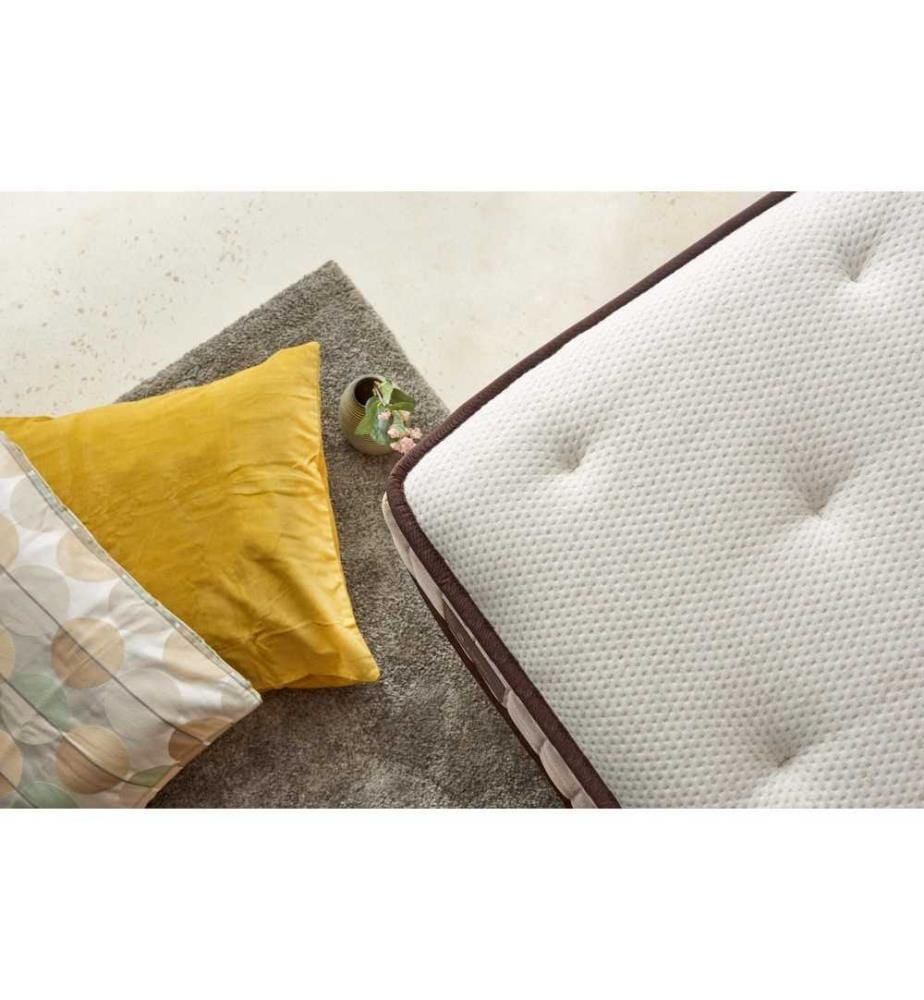 Matelas, blanc, marron, housse en tissu tricoté spécial, une face rembourrée