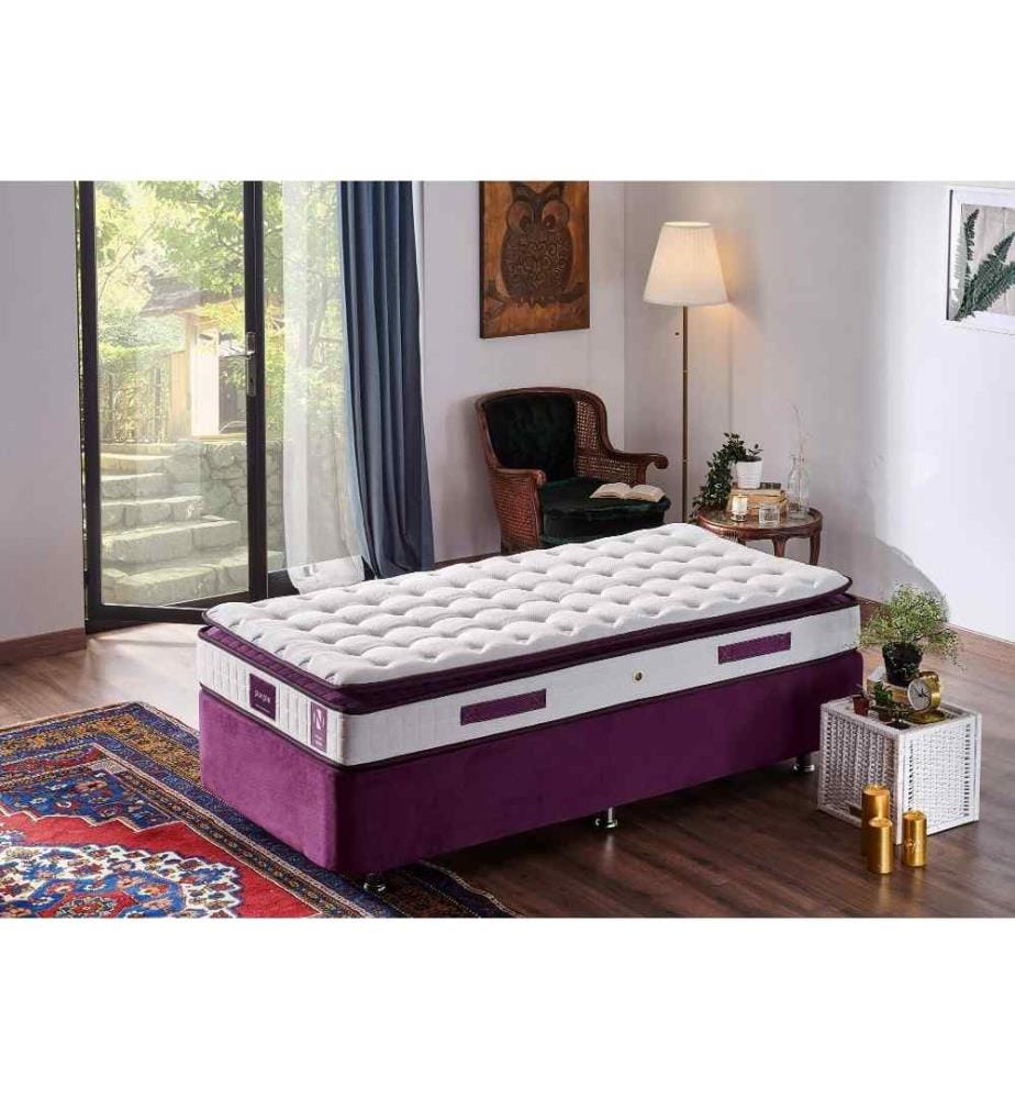 Matratze, Weiss, Violett, Bezug aus gestricktem Stoff, gepolstert - Hypersoft Foam